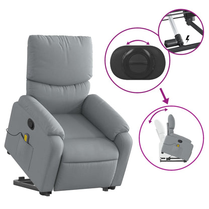 vidaXL Stand up Massage Recliner Chair Light Gray Fabric
