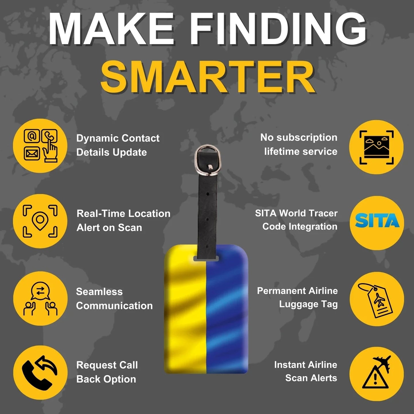 Smart Bag Security Tag - Ukraine Flag [Pack 2]